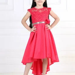 Toy Balloon kids Girls Squined Embroidered High Low Crepe Fit & Flare Dress-image-90