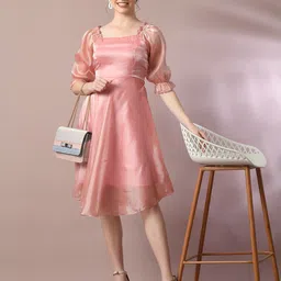 HERE&NOW Floral Puff Sleeve Ruffled Fit & Flare Dress-picture-40