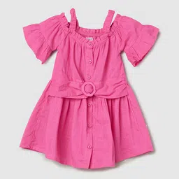 max Girls Cotton Flared Sleeve Fit & Flare Dress-45