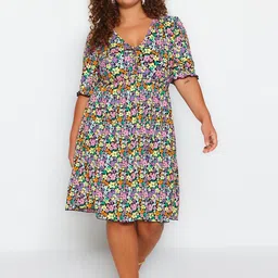 Trendyol Plus Size Floral Printed Fit & Flare Dress-image-88