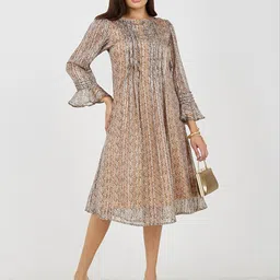 Styli Women Animal Print Shift Midi Dress-image-53
