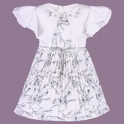 Wish Karo Girls Floral Printed Round Neck Flutter Sleeves Fit & Flare Dress-image-67