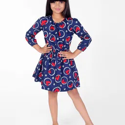 ZIP ZAP ZOOP Girls Conversational Printed Smocked Pure Cotton Fit & Flare Dress-image-82
