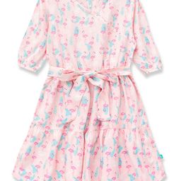 JusCubs Infant Girls Graphic Printed Cotton Puff Sleeves Fit & Flare Dress-image-89