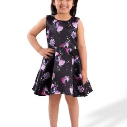 KidsDew Girls Round Neck Conversational Printed Fit & Flare Dress-image-94