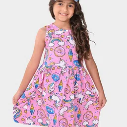 BONKIDS Printed Cotton Fit & Flare Dress-14
