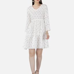 SkyaSia Polka Dots Printed Fit & Flare Dress-17
