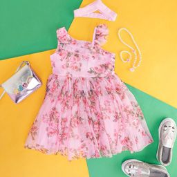 Pantaloons Junior Girls Floral Printed Cotton Fit & Flare Dress-46