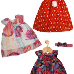 Creative Kids Girls Pack Of 3 Floral Print Round Neck Fit & Flare Dresses-picture-33