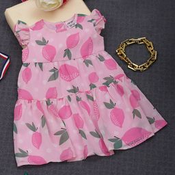 Creative Kids Infant Girls Floral Printed Flutter Sleeves Tiered Fit & Flare Dress-image-26