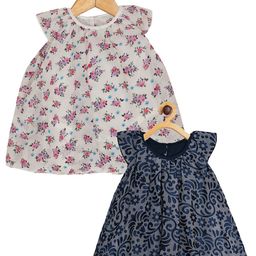 Creative Kids Infants Girls Pack Of 2 Floral Printed Cap Sleeves A-Line Romper Dress-image-89
