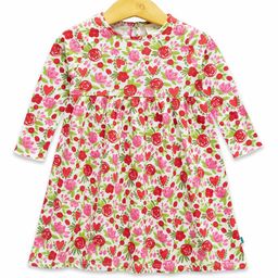 JusCubs Round Neck Floral Printed Gathered or Pleated Cotton Fit & Flare Dress-image-69