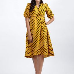 NKSA FASHION Polka Dot Print Fit & Flare Dress-image-83