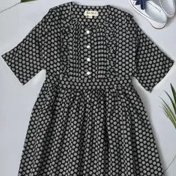 Bella Moda Girls Floral Printed Cotton Fit & Flare Dress-picture-19