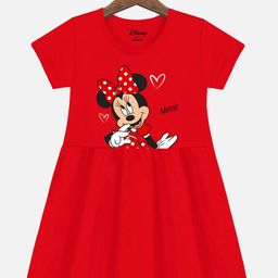 YK Disney Girls Minnie Mouse Printed Cotton Fit & Flare Dress-image-46