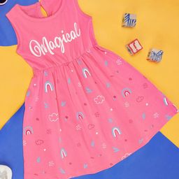 YU by Pantaloons Infants Graphic Printed Gathered Cotton Fit & Flare Dress-image-93