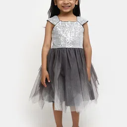 V-Mart Girls Embellished Sequinned Fit & Flare Dress-image-44
