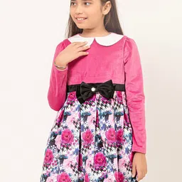 One Friday Floral Printed Peter Pan Collar Bow Detail Fit & Flare Dress-image-85