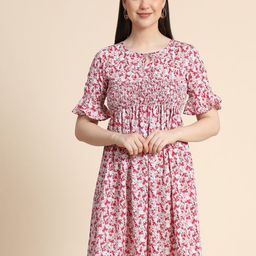 BAESD Floral Printed Ruffled Fit & Flare Dress-image-105