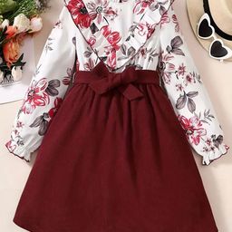 BAESD Girls Floral Print Ruffled Fit & Flare Dress-image-93