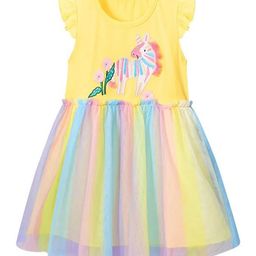 TrendyKid Embroidered Flutter Sleeves Fit & Flare Dress-picture-9