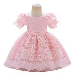 StyleCast Pink Round Neck Puff Sleeve Fit & Flare Dress-image-49