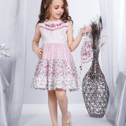 Peppermint Girls Round Neck Floral Fit & Flare Dress-image-89