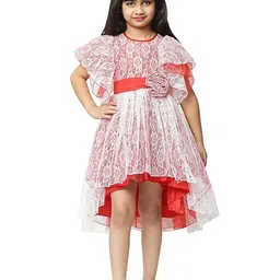 BAESD Infant Girls Floral Laced Flared Sleeve Satin Fit & Flare Dress-83