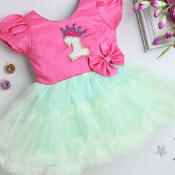 Pink Chick Girls Embellished Satin Fit & Flare Tulle Dress-image-60