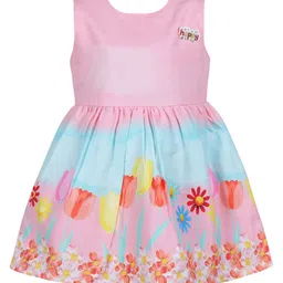 Wish Karo Girls Floral Printed Satin Fit & Flare Dress-picture-34