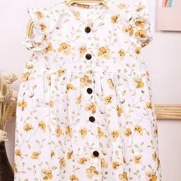 Moms Home Print Flutter Sleeve Organic Cotton Fit & Flare Dress-image-81