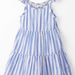 Beebay Girls Striped Round Neck Cap Sleeves Pure Cotton Fit & Flare Dress-image-31