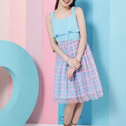 pspeaches Girls Geometric Printed Fit & Flare Dress-image-57