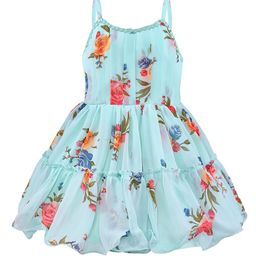 Wish Karo Girls Floral Printed Shoulder Strap Tiered Fit & Flare Dress-image-77