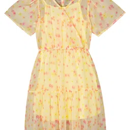 Budding Bees Girls Floral Printed Georgette Fit & Flare Dress-image-93
