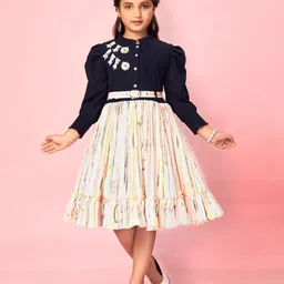 BAESD Girls Floral Print Georgette Fit & Flare Dress-picture-49