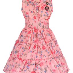 Wish Karo Girls Floral Printed Smocked Tiered Fit & Flare Dress-image-52