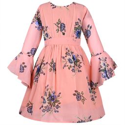 Wish Karo Floral Print Bell Sleeve Georgette Fit & Flare Dress-picture-10
