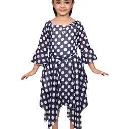 BAESD Girls Polka Dot Printed Flared Sleeve Georgette Fit & Flare Dress-image-21