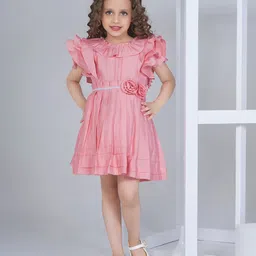 Peppermint Girls Flutter Sleeves Ruffled Georgette Fit & Flare Dress-picture-25