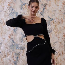 Athena Black Cut Out Bodycon Dress-image-54