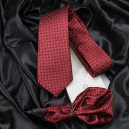 KOVOVE Red Geometric Printed The Abstract Zoid Tie & Pocket Square Gift Set-picture-15