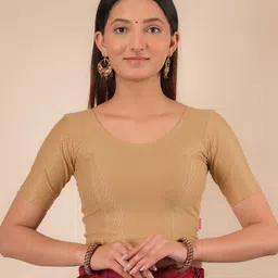 Bindigasm's Advi Self-Design Cotton Stretchable Readymade Saree Blouse-picture-33