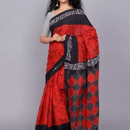 TROPWEAR Batik Pure Cotton Block Print Saree-10