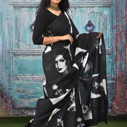 TROPWEAR Ethnic Motifs Pure Cotton Block Print Saree-image-66