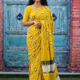 TROPWEAR Tie and Dye Pure Cotton Block Print Saree-47