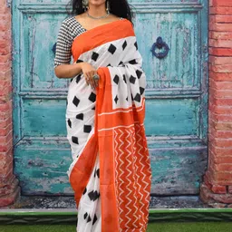 TROPWEAR Pure Cotton Block Print Saree-29