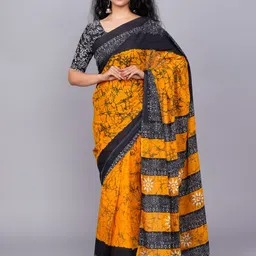 TROPWEAR Pure Cotton Block Print Saree-picture-25