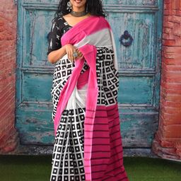 TROPWEAR Pure Cotton Block Print Saree-image-49