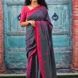 TROPWEAR Tie and Dye Pure Cotton Block Print Saree-29